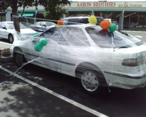 saran wrap a car